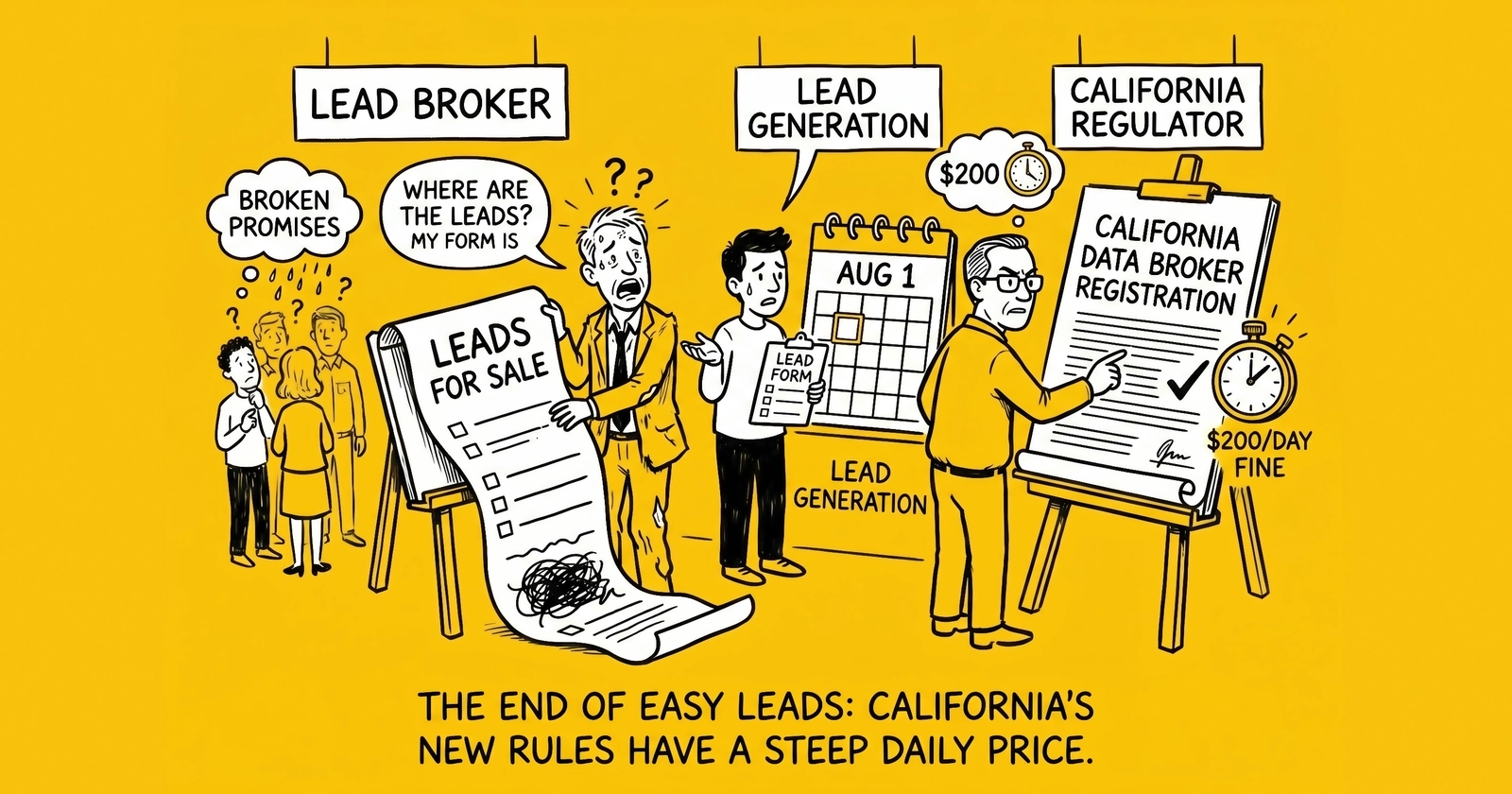 California DROP August 1 Go-Live – Why the $200-per-Day-per-Request Penalty Math Lands Harder on Lead Generators Than CCPA Ever Did