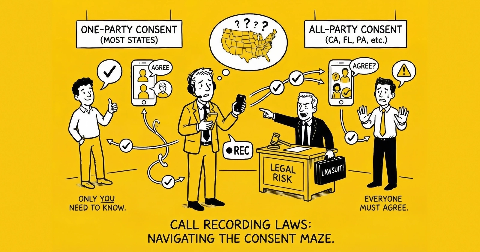 Call Recording Laws by State: One-Party vs Two-Party Consent