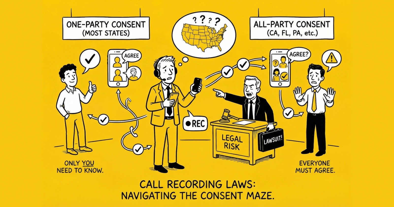 Call Recording Laws by State: One-Party vs Two-Party Consent