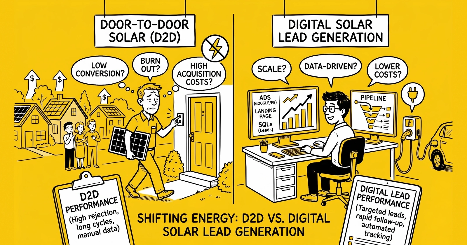 Door-to-Door Solar vs Digital Lead Generation: The Complete Comparison Guide