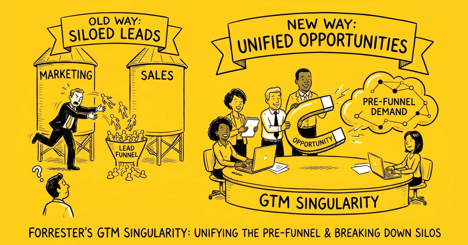 Forrester Just Named the Era: 'GTM Singularity' and a Site-Modeled 20-30% Pre-Funnel Demand Hole Lead-Gen Operators Are Walking Into
