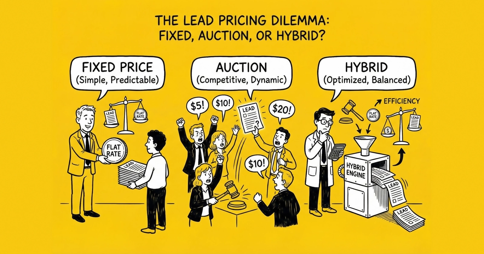 Lead Pricing Strategies: Fixed Price vs Auction vs Hybrid Models