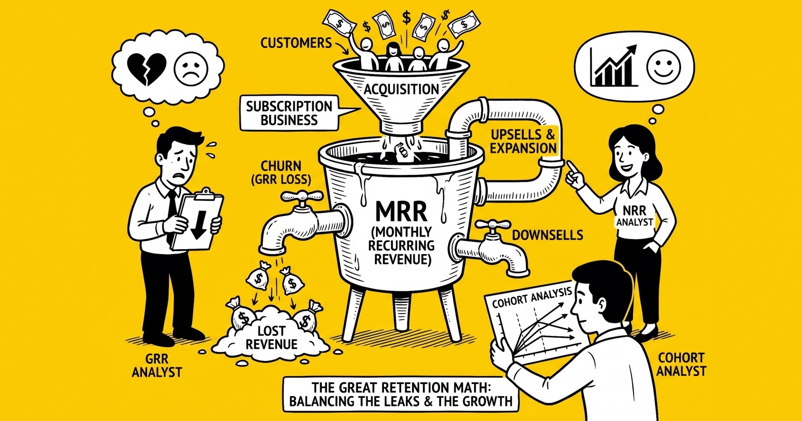 Subscription Retention Math: NRR, GRR, Cohort Decay, and Expansion Revenue Across SaaS and Ecommerce