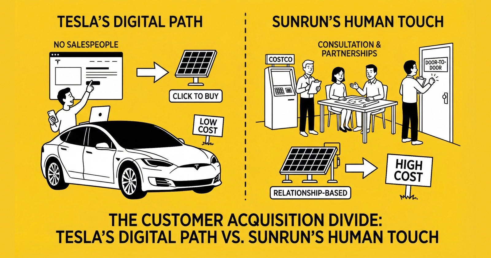 Tesla and Sunrun: How Major Solar Installers Acquire Customers
