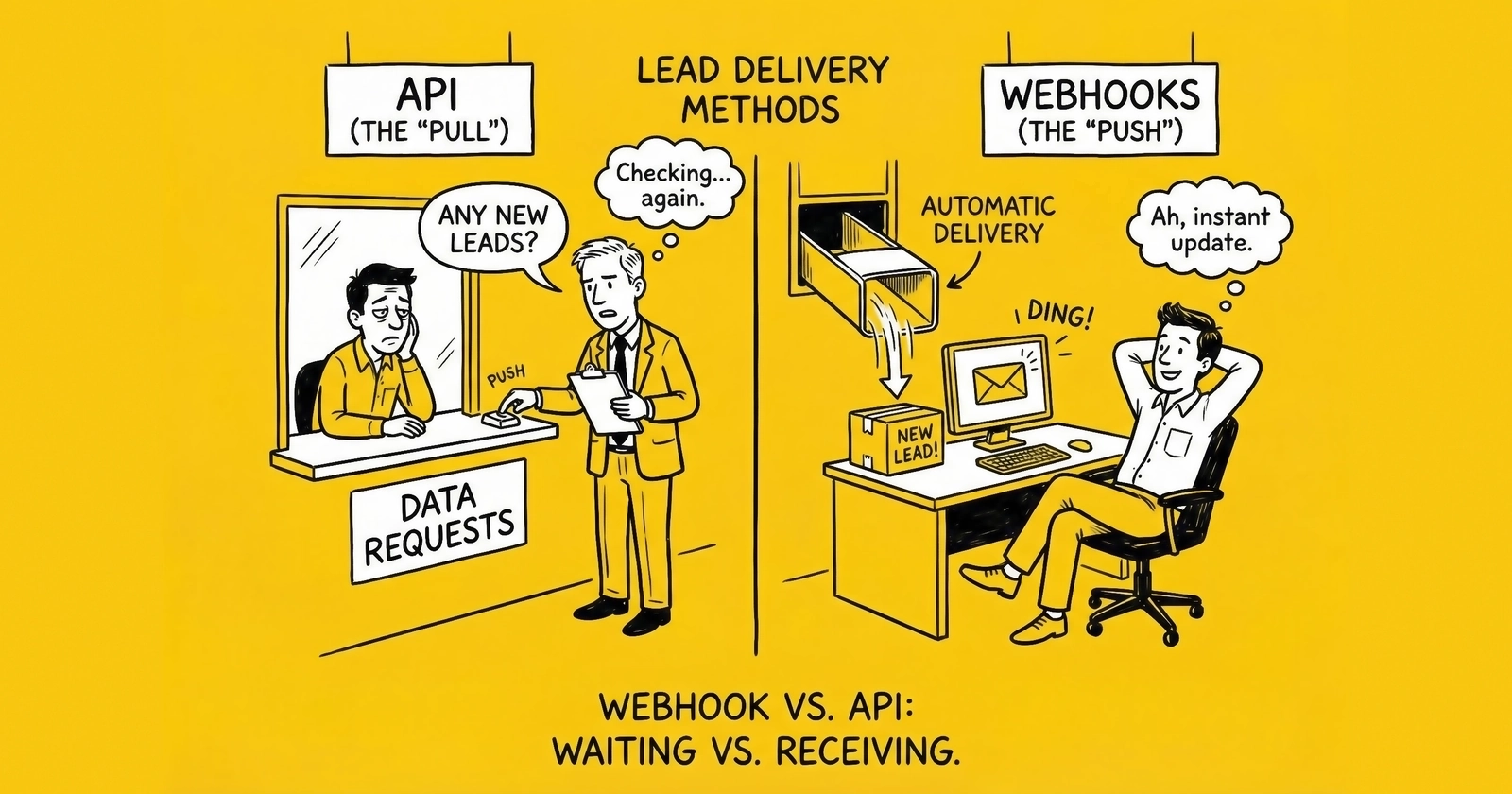 Webhook vs API: Lead Delivery Methods Explained